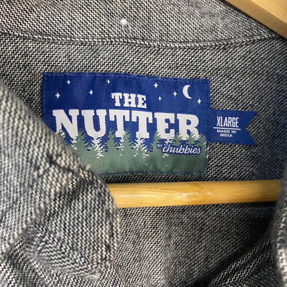 Chubbies The Nutter Mens Grey Long Sleeve Flannel Pullover Shirt Size XL Henley - Picture 3 of 4